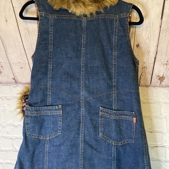 Oilily Girls Bohemian Jean Denim Wrap Dress with Faux Fur Collar Size 12Y - Picture 10 of 15